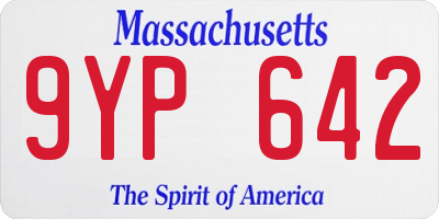 MA license plate 9YP642