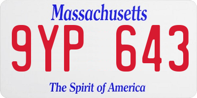 MA license plate 9YP643