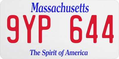 MA license plate 9YP644