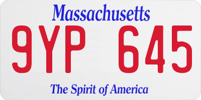 MA license plate 9YP645