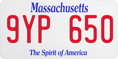 MA license plate 9YP650