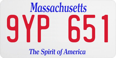 MA license plate 9YP651