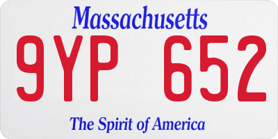 MA license plate 9YP652