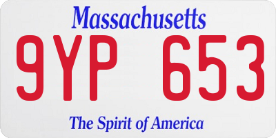 MA license plate 9YP653