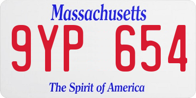 MA license plate 9YP654