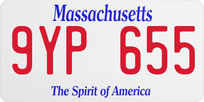 MA license plate 9YP655