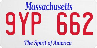 MA license plate 9YP662
