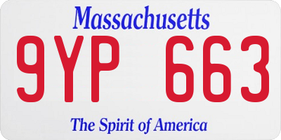 MA license plate 9YP663
