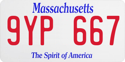 MA license plate 9YP667