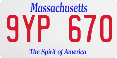 MA license plate 9YP670