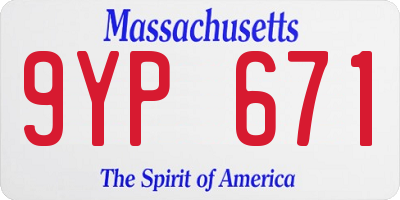 MA license plate 9YP671