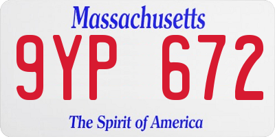MA license plate 9YP672