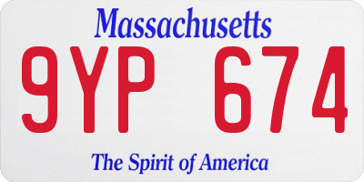 MA license plate 9YP674