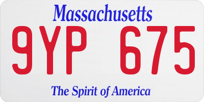 MA license plate 9YP675