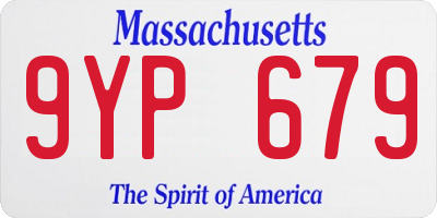 MA license plate 9YP679