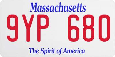 MA license plate 9YP680