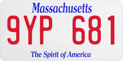 MA license plate 9YP681