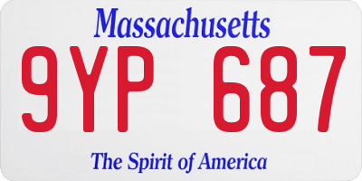 MA license plate 9YP687