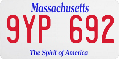 MA license plate 9YP692