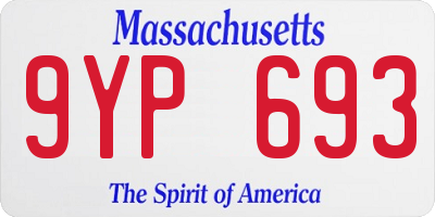 MA license plate 9YP693