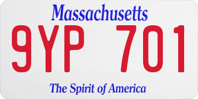 MA license plate 9YP701