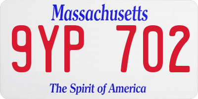 MA license plate 9YP702
