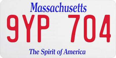 MA license plate 9YP704