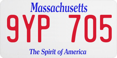 MA license plate 9YP705