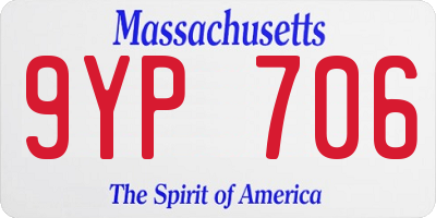 MA license plate 9YP706