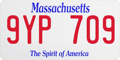 MA license plate 9YP709