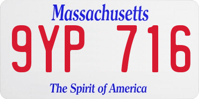 MA license plate 9YP716