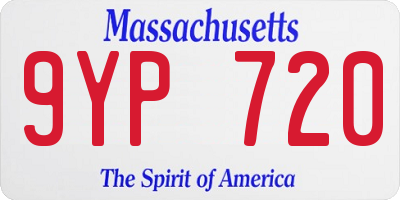 MA license plate 9YP720