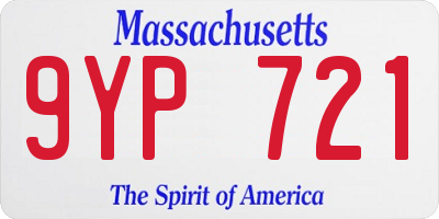 MA license plate 9YP721