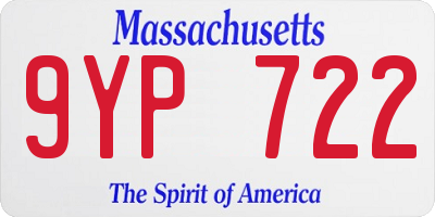 MA license plate 9YP722