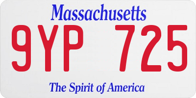 MA license plate 9YP725