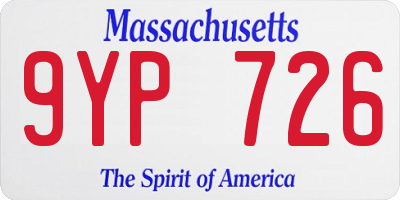 MA license plate 9YP726