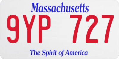 MA license plate 9YP727