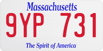 MA license plate 9YP731