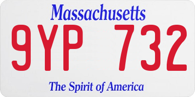 MA license plate 9YP732