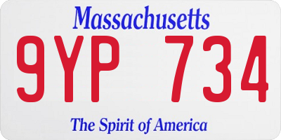 MA license plate 9YP734