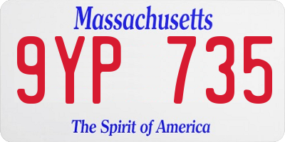 MA license plate 9YP735