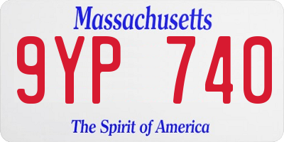 MA license plate 9YP740