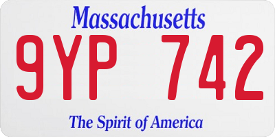MA license plate 9YP742