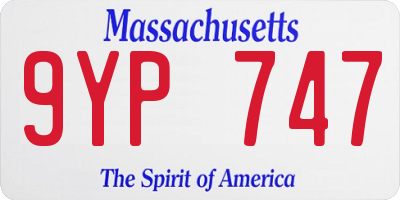 MA license plate 9YP747