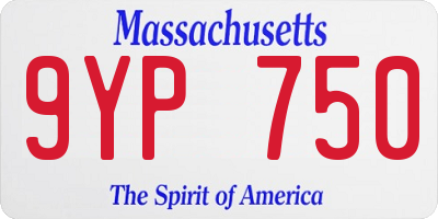 MA license plate 9YP750
