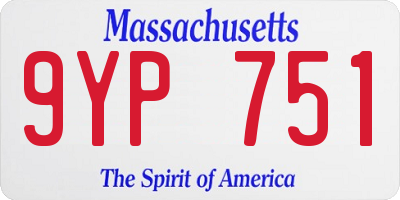 MA license plate 9YP751