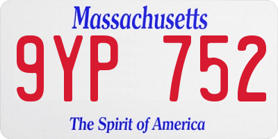 MA license plate 9YP752