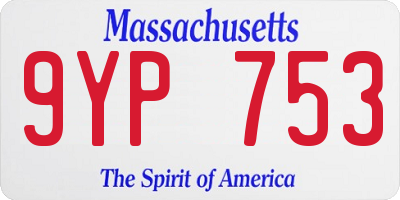 MA license plate 9YP753