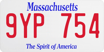 MA license plate 9YP754