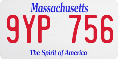 MA license plate 9YP756